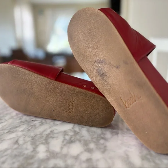 beek Red Leather Slide Sandals - Picture 4 of 6